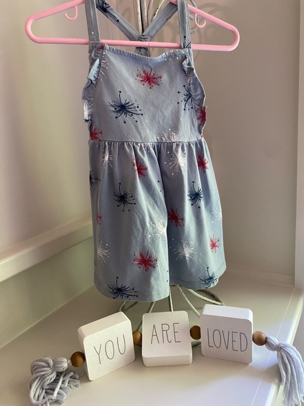 Children | Carter's Gray Dress | Red Blue White Star Pattern | Gently Worn